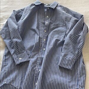 Missguided + Navy Striped Casual Shirt